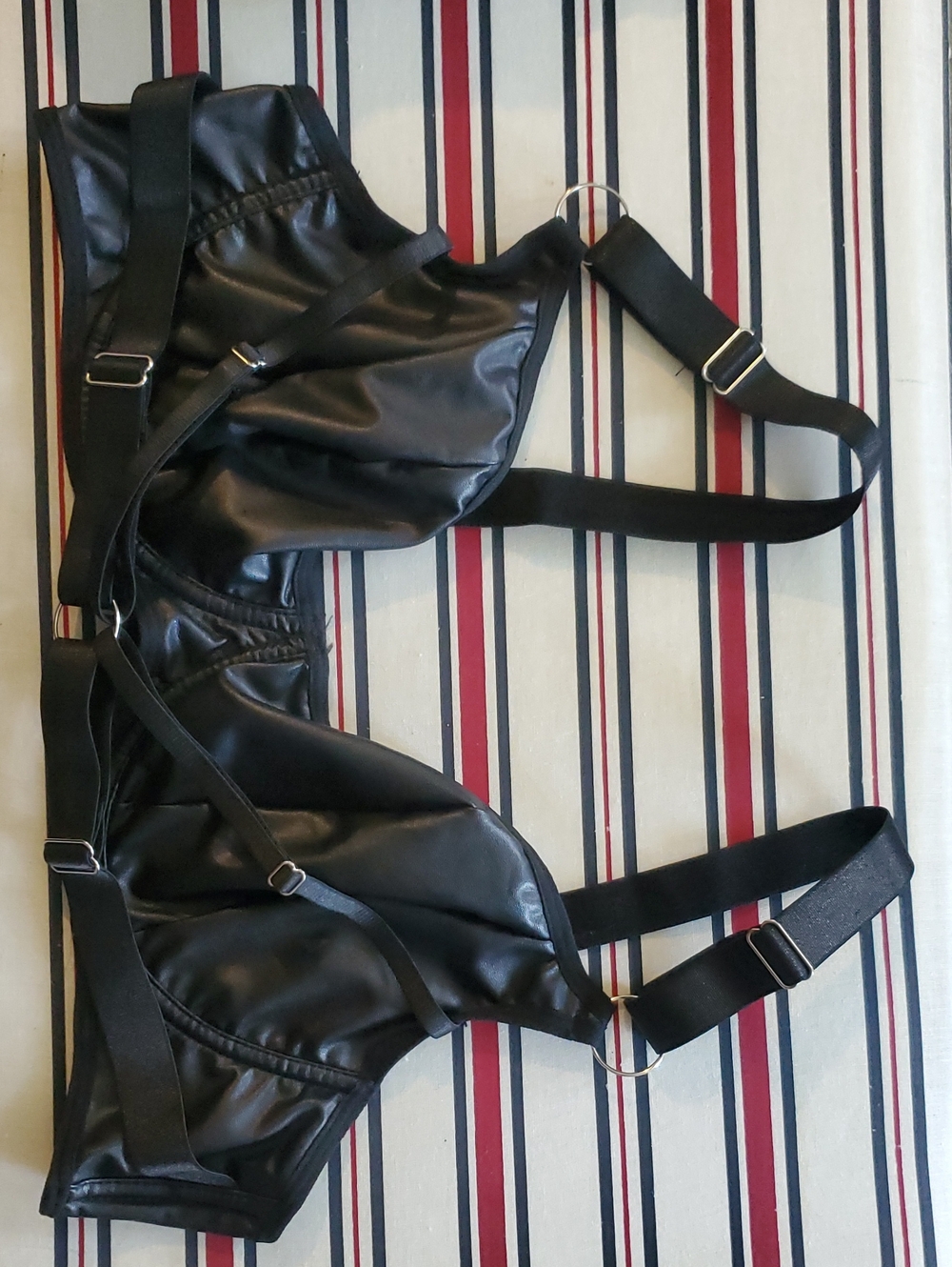 Black Pleather Strappy Bondage Bra